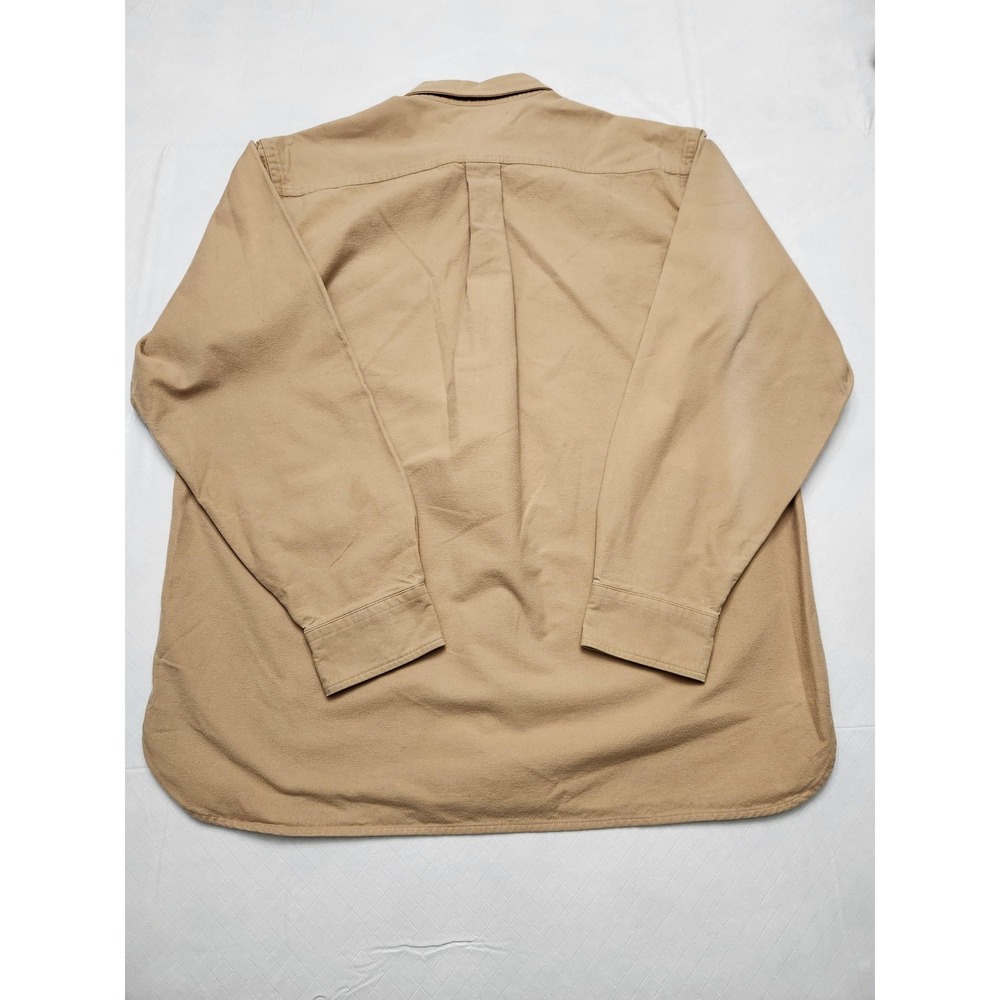 L.L.Bean Shirt Mens Large Tan Button Up Long Sleeve Cotton Two Pockets Workwear - Picture 13 of 13